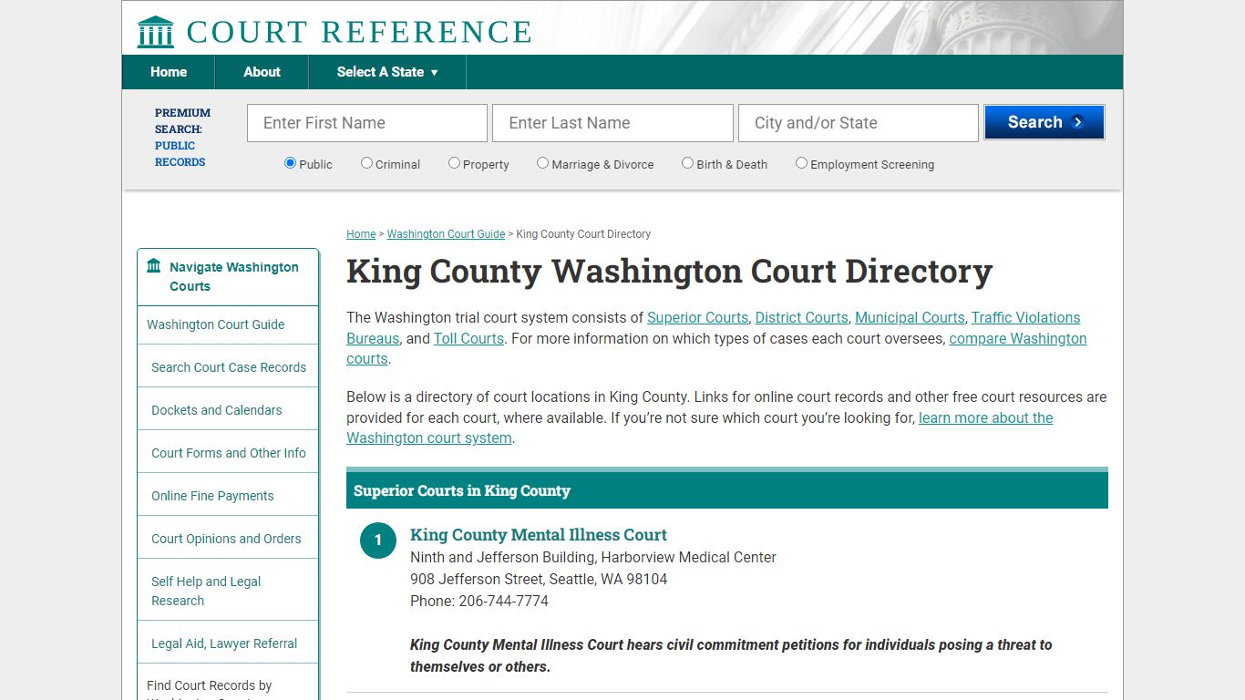 King County Washington Court Directory | CourtReference.com